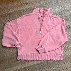 Aerie Pink Half-Zip Cropped Pullover Sweatshirt Size Medium